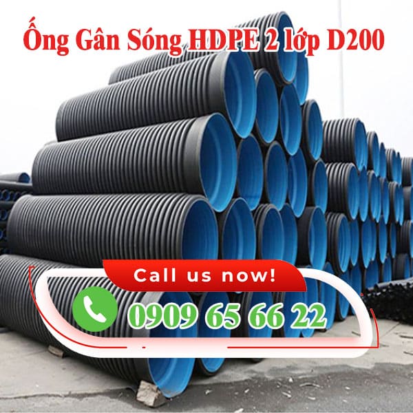 Ống gân sóng HDPE 2 lớp D200