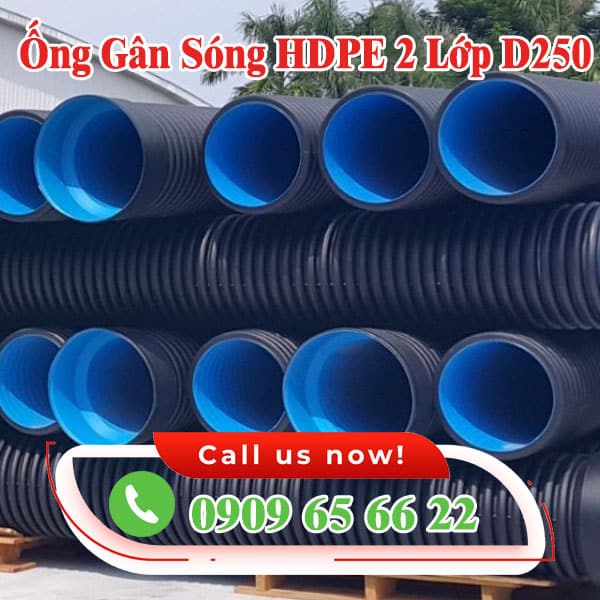Ống gân sóng HDPE 2 lớp D250