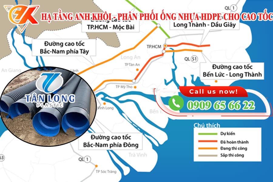 Hạ Tầng Anh Khôi phân phối ống nhựa HDPE cho cao tốc