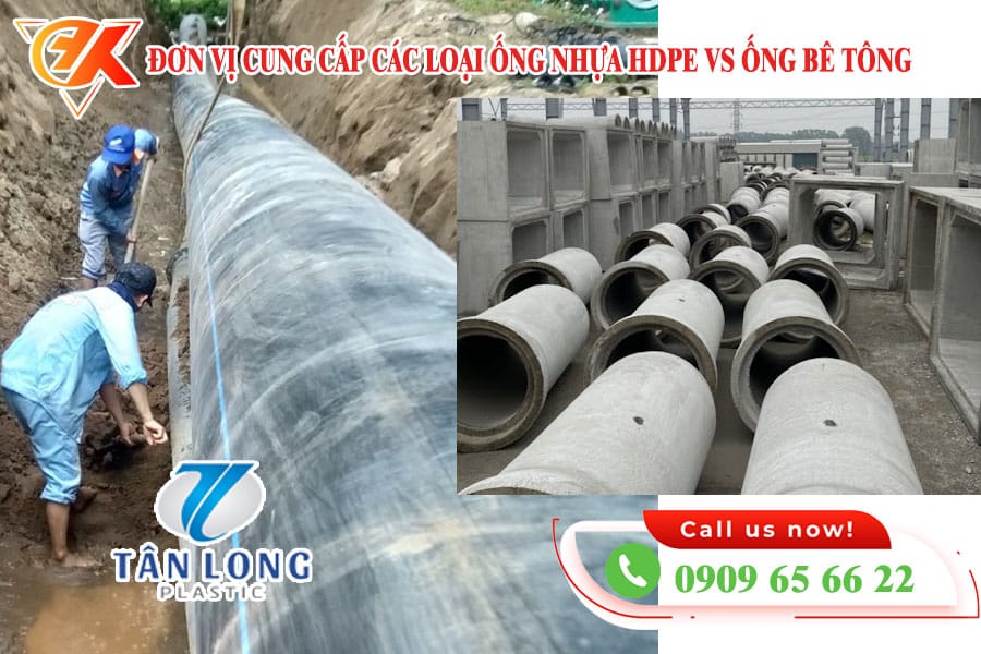 Ống nhựa HDPE thoát nước và ống bê tông thoát nước
